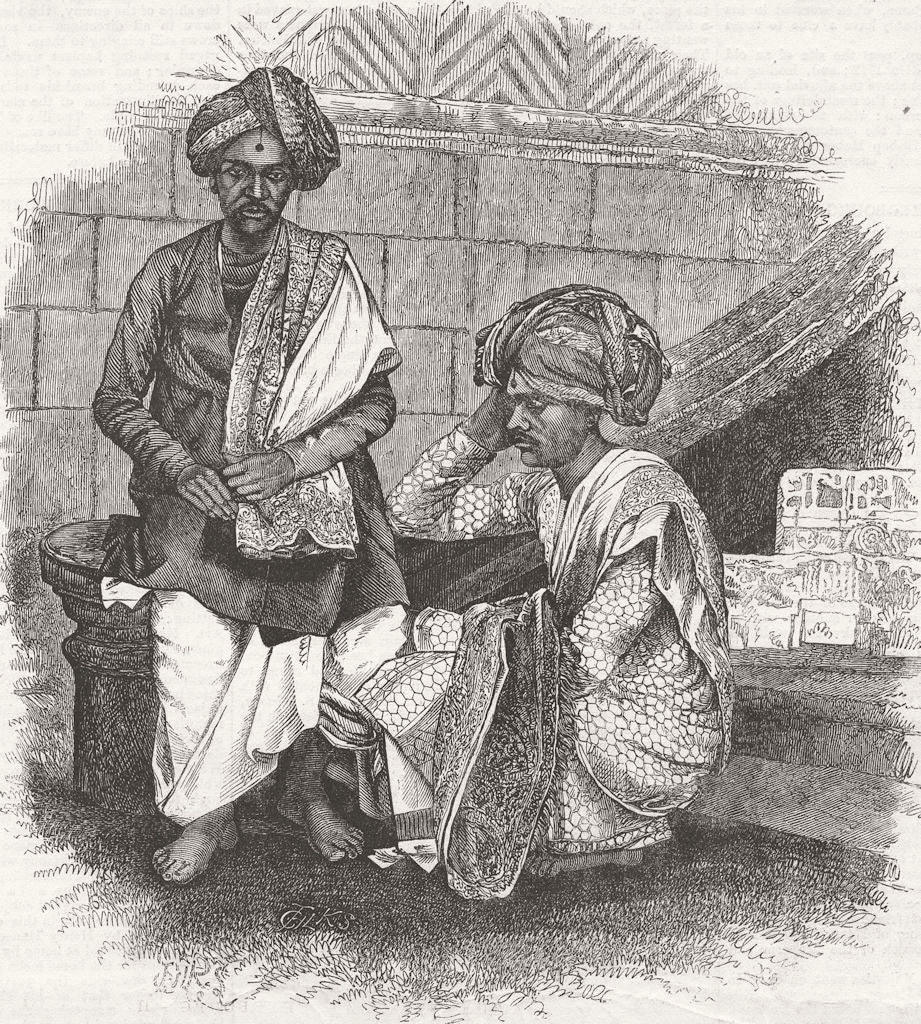 INDIA. Brahmin Students 1858 old antique vintage print picture